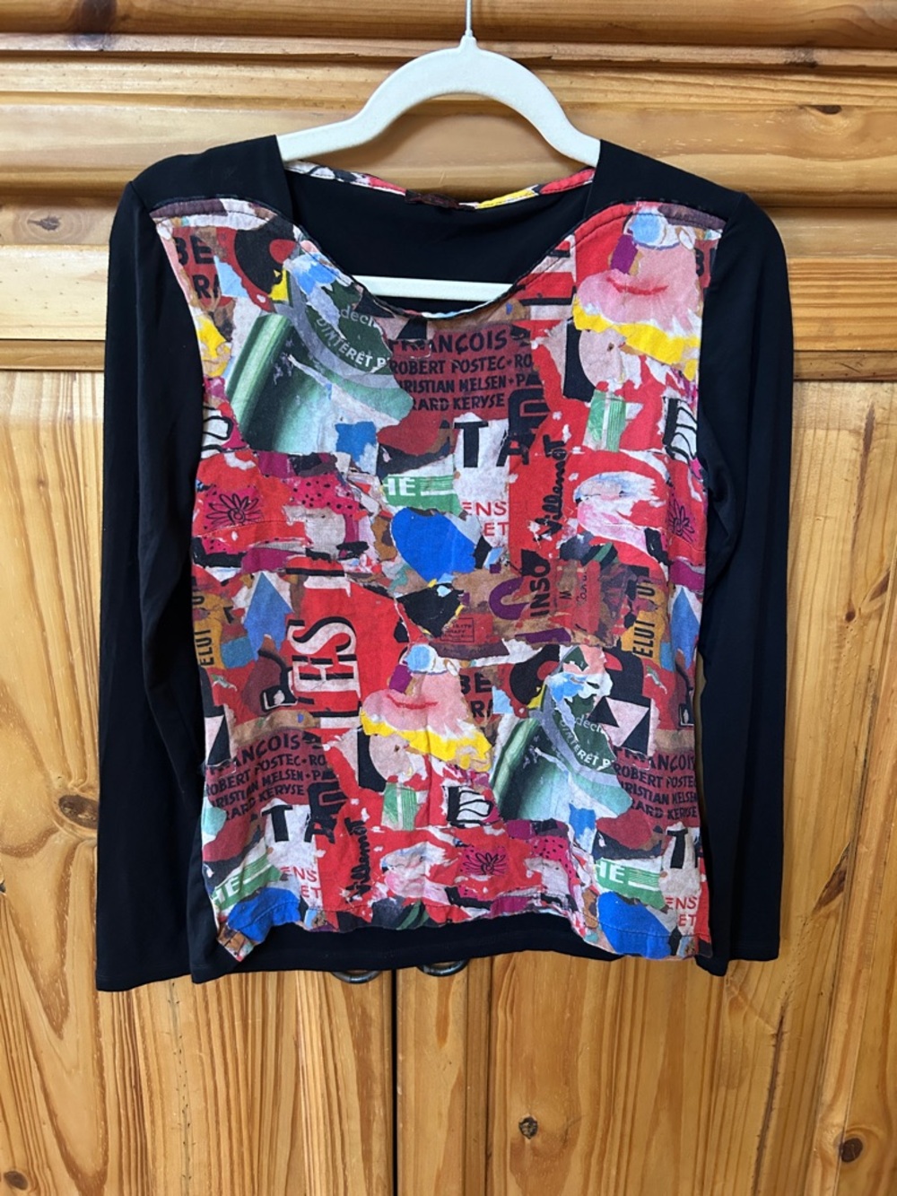 Aventures Des Toiles Viscose Top Vibrant Colorful Collage Print